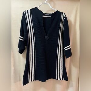 ⚫️ BOHO Putorti black and white stripe short sleeve sweater size small